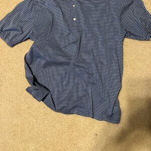 Greg Norman men's polo golf shirt size large blue striped